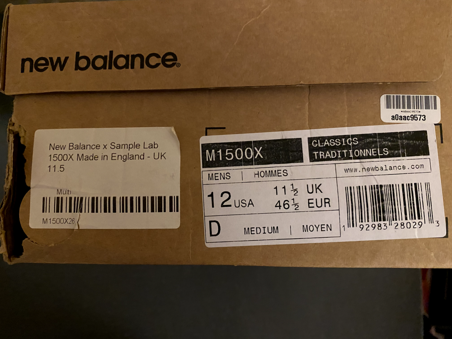 New Balance M1500X SAMPLE_LAB + "Kakkerlak"-figure US 12 UK 11,5 EUR 46,5