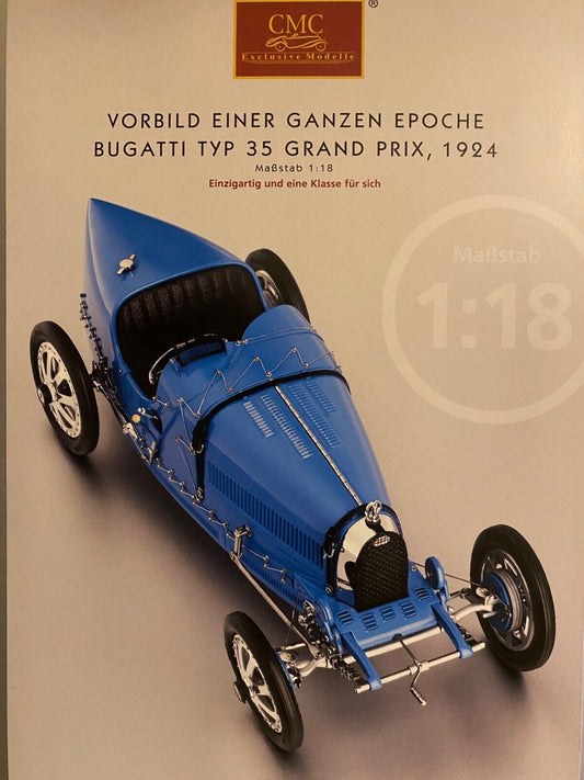 CMC Prospekt für Bugatti Typ 35 Grand Prix 1924 1:18 Broschüre DinA4 Neu