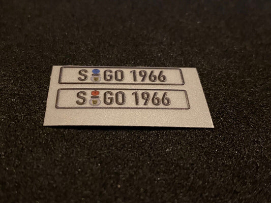 Altes Kennzeichen Deutschland S-GO 1966 für Porsche geprägt & selbstklebend 1:18