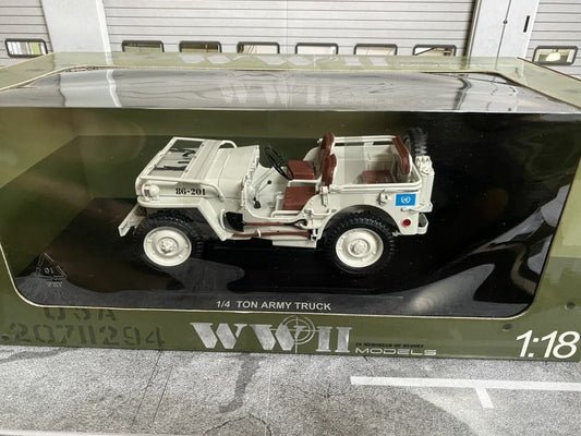 Willys Jeep MB 1/4 Ton Army Truck UN-Version UNITED NATIONS new Neu in OVP 1:18