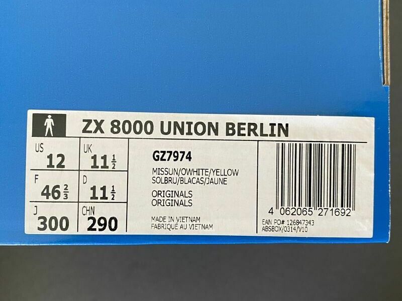 Adidas ZX 8000 x Union Berlin GZ7974 1.FC Union Nr. 0355 US 12 UK 11,5 EUR 46 ⅔