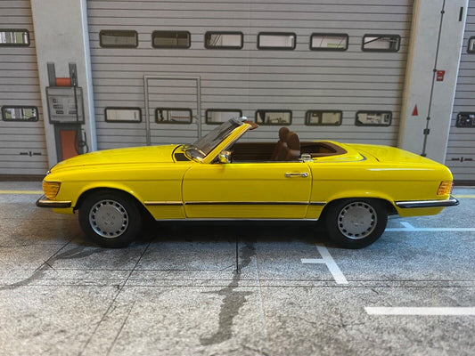 Mercedes Benz 450 SL gelb R107 Umbau auf Euro-Version Einzelstück Code3 (B) 1:18