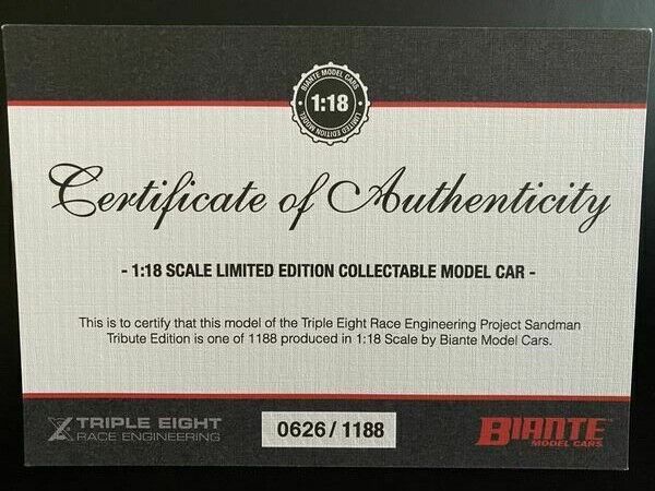 Holden Triple Eight 888 Project Sandman TributeEdt RED BULL BR18601B Biante 1:18