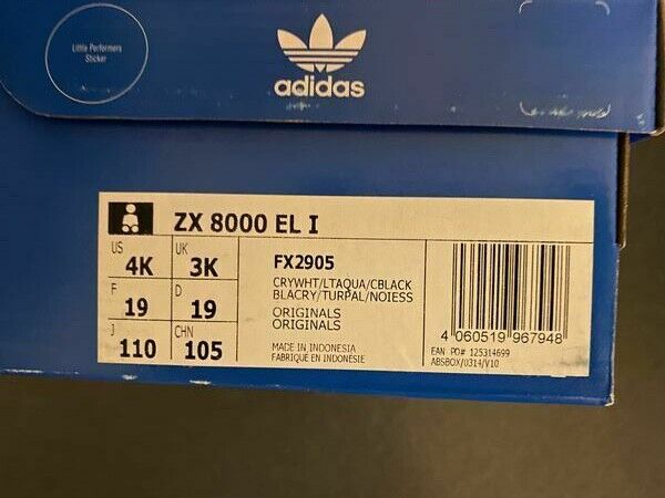 Adidas ZX 8000 EL I Torsion Infants Toddlers Kids Fx2905 US 4K UK 3K D 19 J 110